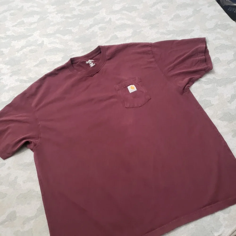 Carhartt‎ Shirt Mens 2XL Red Pocket Tee Workwear Outdoors Short Sleeve